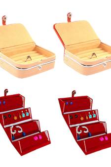 atorakushon   Velvet Jewellery Box Necklace Ring Box Earring Folder Travelling Organizer Pack of 8 (multicolor)