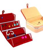 atorakushon   Velvet Jewellery Box Necklace Ring Box Earring Folder Travelling Organizer Pack of 2 (multicolor)