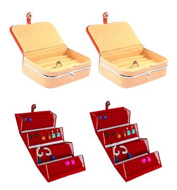 atorakushon   Velvet Jewellery Box Necklace Ring Box Earring Folder Travelling Organizer Pack of 4 (multicolor) 1