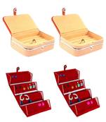 atorakushon   Velvet Jewellery Box Necklace Ring Box Earring Folder Travelling Organizer Pack of 4 (multicolor)