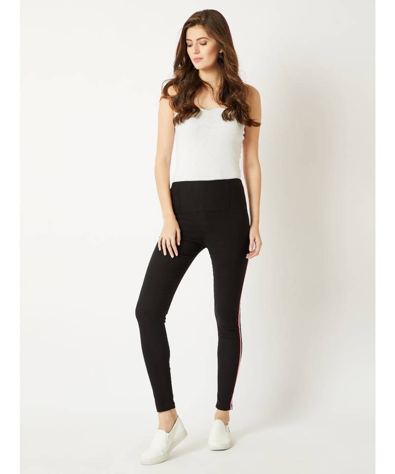 Black Travel Time High Waist Twill Jeggings