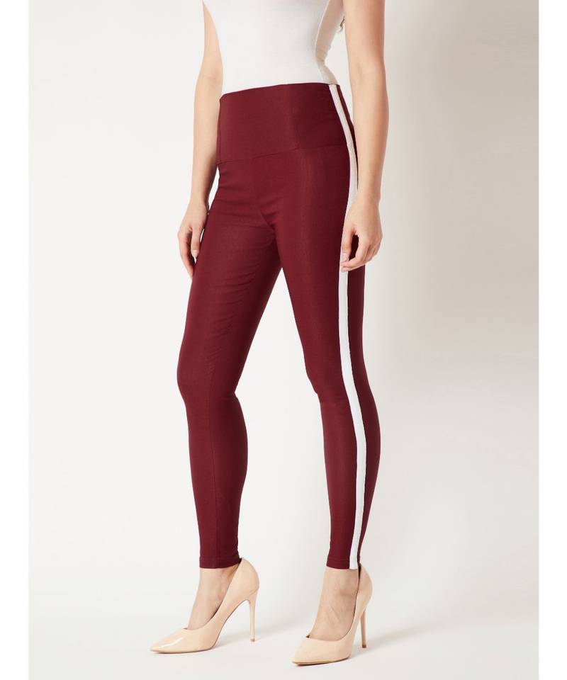 Maroon Space Bound Twill High Waist Jeggings