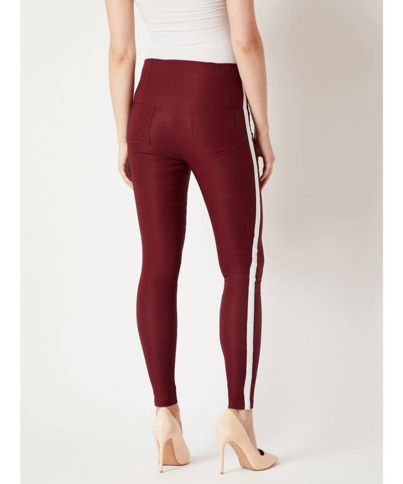 Maroon Space Bound Twill High Waist Jeggings
