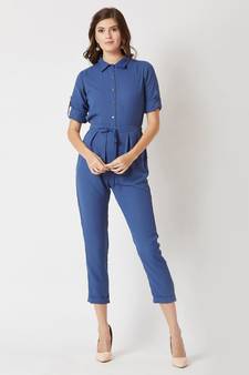Blue Cherish Your Love Tie Up Jumpsuit