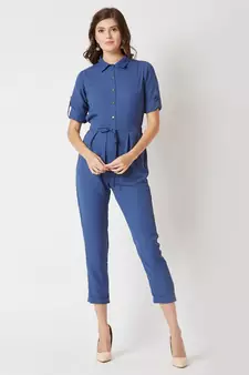 Blue Cherish Your Love Tie Up Jumpsuit