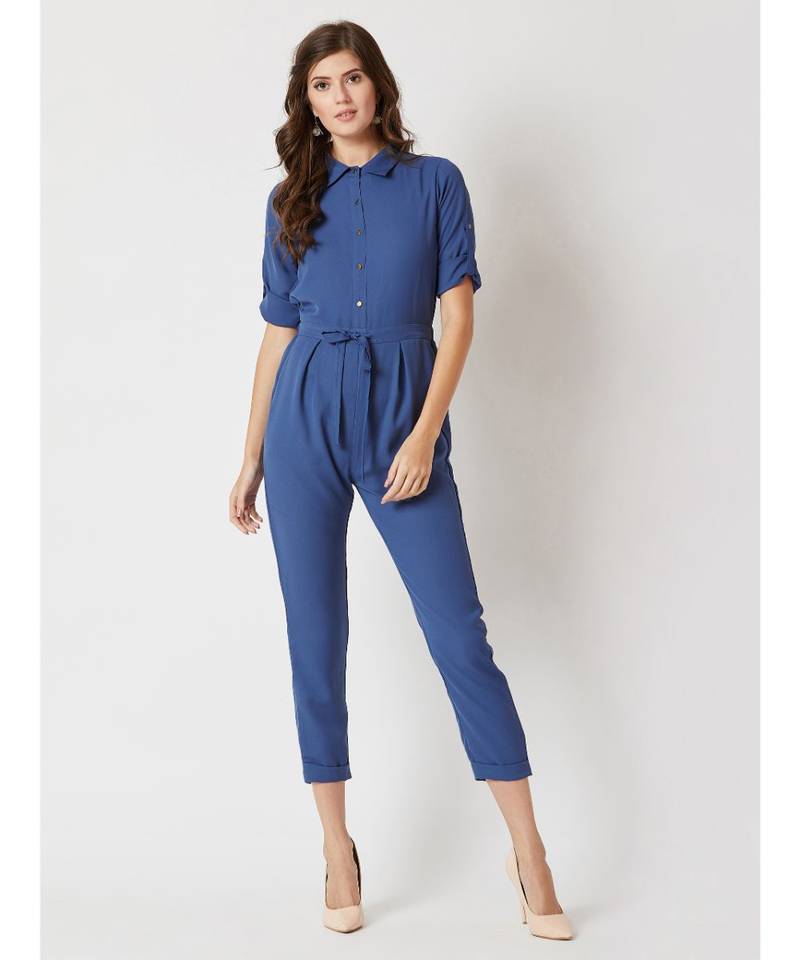 Blue Cherish Your Love Tie Up Jumpsuit