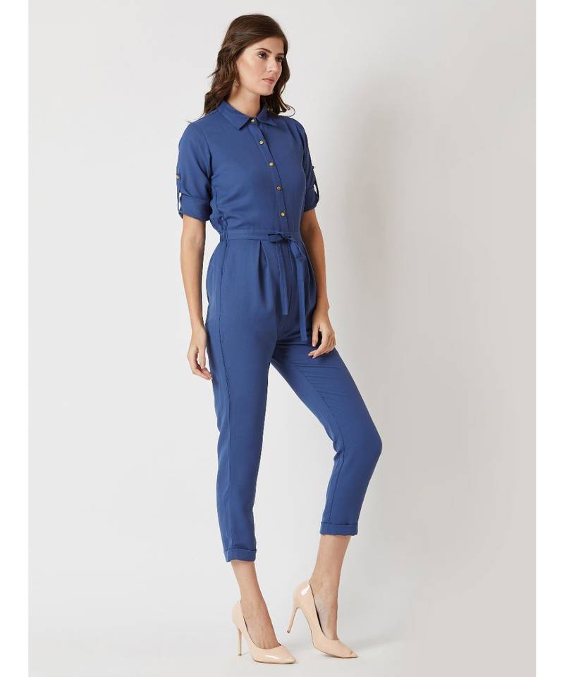 Blue Cherish Your Love Tie Up Jumpsuit