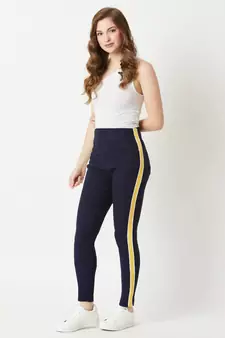 blue Progress Over Perfection High Waist Twill Jeggings