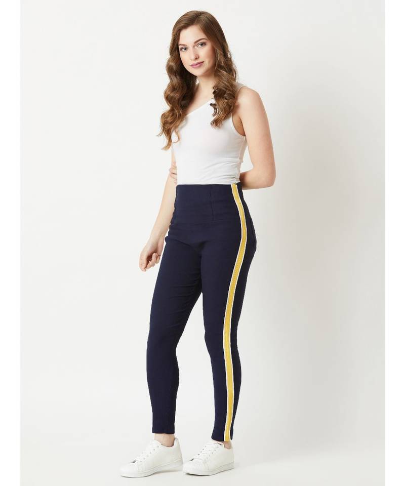 blue Progress Over Perfection High Waist Twill Jeggings