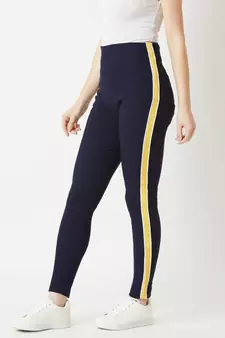 blue Progress Over Perfection High Waist Twill Jeggings