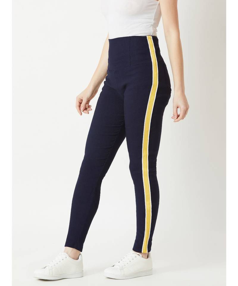 blue Progress Over Perfection High Waist Twill Jeggings