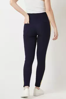 blue Progress Over Perfection High Waist Twill Jeggings