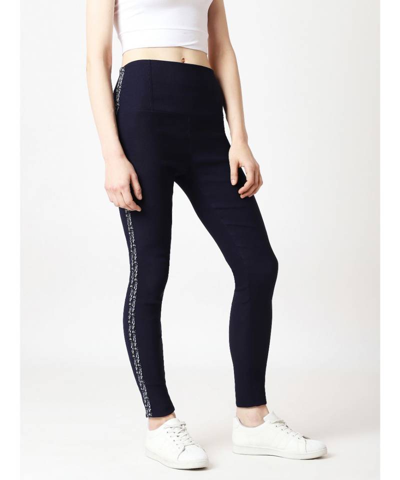 blue Friends Connected High Waist Camo Twill Jeggings