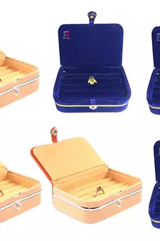 atorakushon   Velvet Jewellery Box Necklace Ring Box Earring Folder Travelling Organizer Pack of 6 (multicolor)