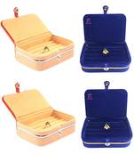 atorakushon   Velvet Jewellery Box Necklace Ring Box Earring Folder Travelling Organizer Pack of 4 (multicolor)