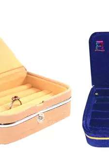 atorakushon   Velvet Jewellery Box Necklace Ring Box Earring Folder Travelling Organizer Pack of 2 (multicolor)