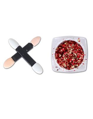 DesiButik Nail Art Aluminium Flakes powder Red::Golden 1