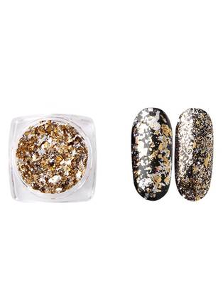 DesiButik Nail Art Aluminium Flakes powder Golden 1