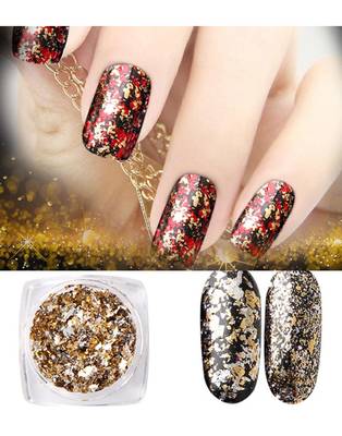 DesiButik Nail Art Aluminium Flakes powder Golden 2