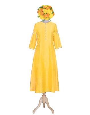 yellow embroidered Chanderi kurtis 1