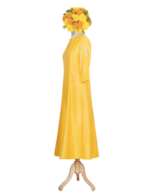 yellow embroidered Chanderi kurtis 2