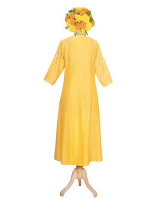 yellow embroidered Chanderi kurtis 4
