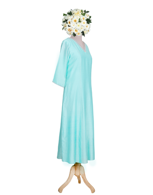 turquiose embroidered Chanderi kurtis 2