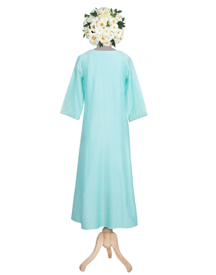 turquiose embroidered Chanderi kurtis 3