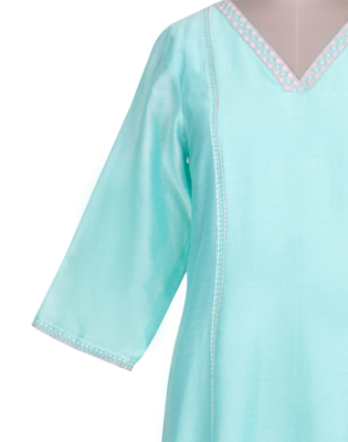 turquiose embroidered Chanderi kurtis 4