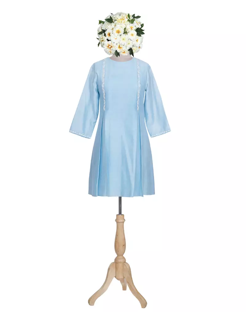blue embroidered Chanderi kurtis