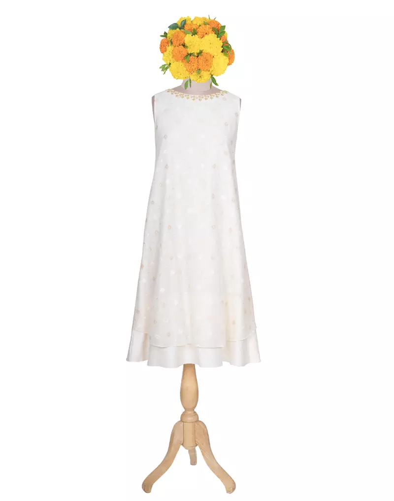 cream embroidered Chanderi kurtis