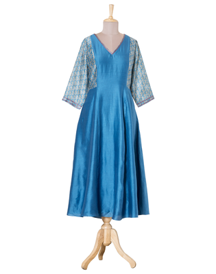 blue printed Chanderi kurtis 1