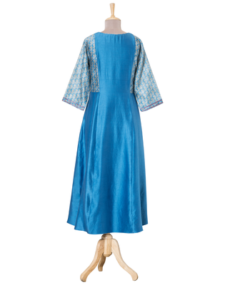 blue printed Chanderi kurtis 3