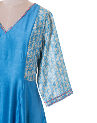 blue printed Chanderi kurtis 4