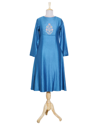 blue embroidered Chanderi kurtis 1
