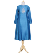 blue embroidered Chanderi kurtis