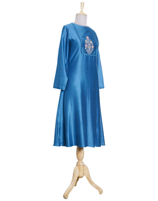 blue embroidered Chanderi kurtis 2