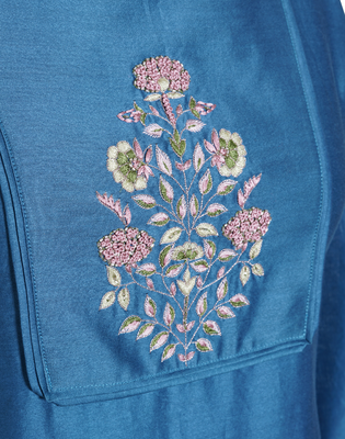 blue embroidered Chanderi kurtis 4