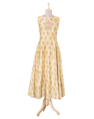 peach printed Chanderi kurtis 1
