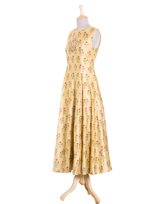 peach printed Chanderi kurtis 2