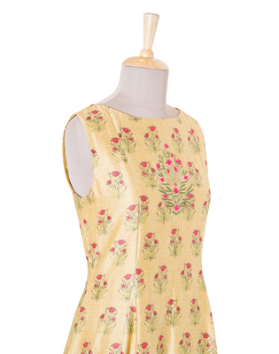 peach printed Chanderi kurtis 4