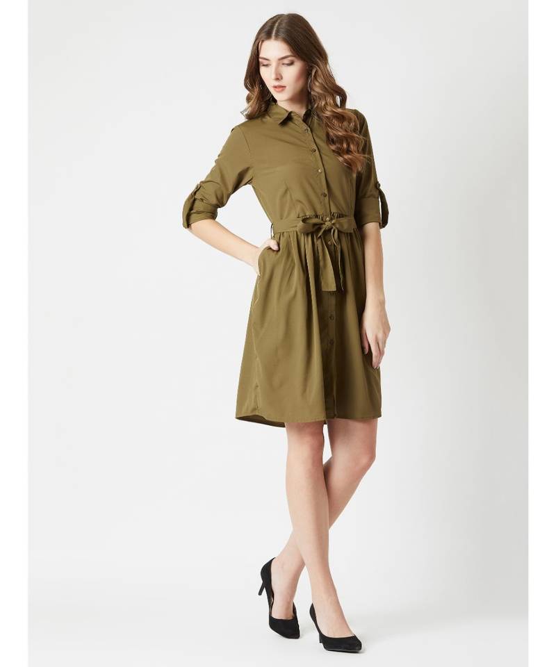 Independent Woman Belted Shirt Dress