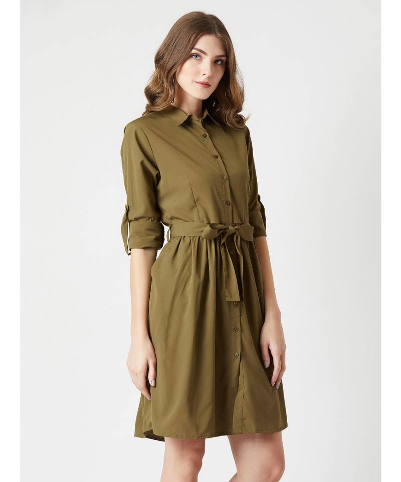 Independent Woman Belted Shirt Dress