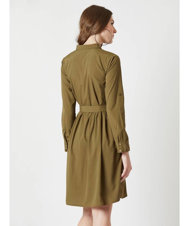 Independent Woman Belted Shirt Dress