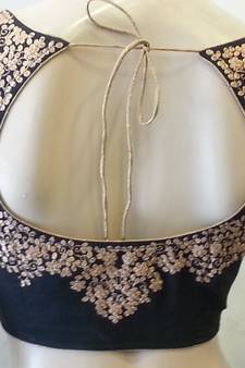 Black chanderi silk zari embroidered blouse