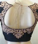 Black chanderi silk zari embroidered blouse