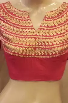 Pink embroidered chanderi silk blouse