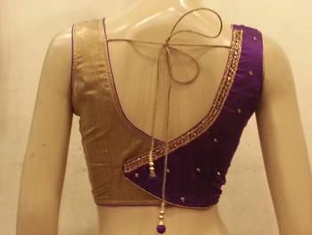 Purple Rawsilk and golden handwork blouse 2