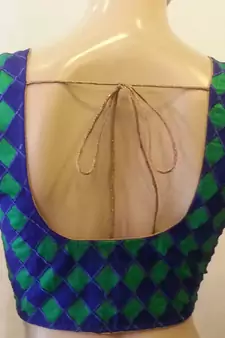 Royal Blue and Green Chanderi Silk