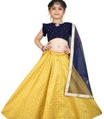 Kids Blue Blouse And Yellow Lehenga Choli 